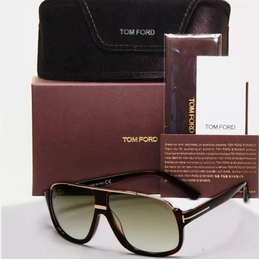 Tom Ford Brown Gold Green Tint Men's 60mm Sunglasses